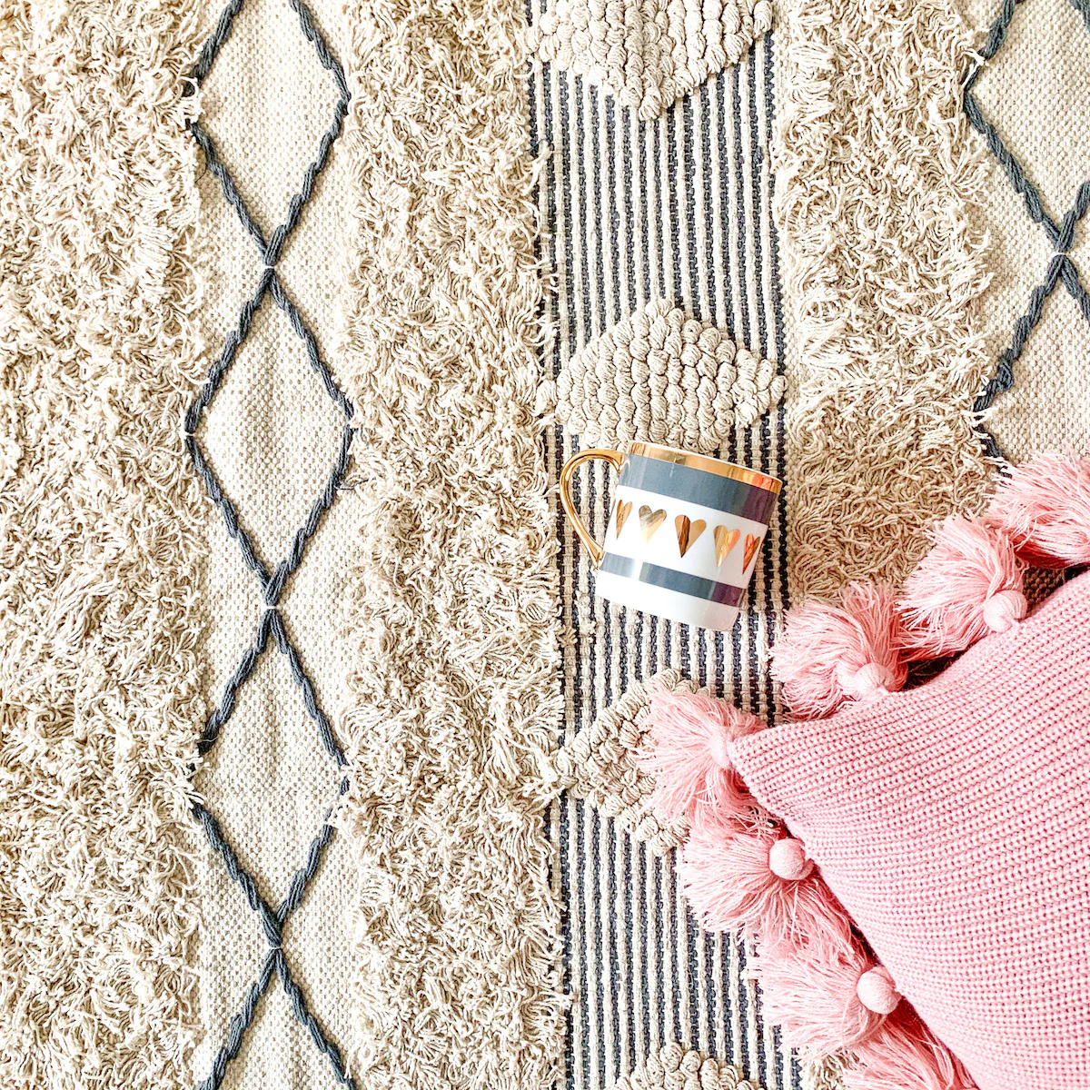 BOHO Harper Handwoven Rug - White & Grey - Image 3
