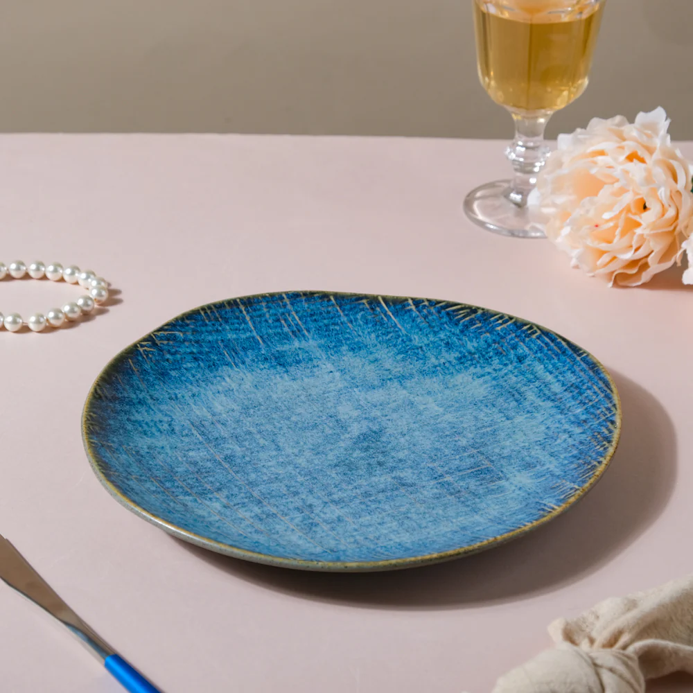 Boracay Organic Shaped Dinner Plate Blue 9 inch - Image 3