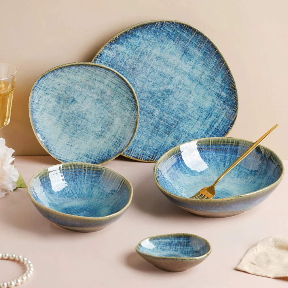 Boracay Organic Shaped Snack Plate Blue 7 inch - Image 10