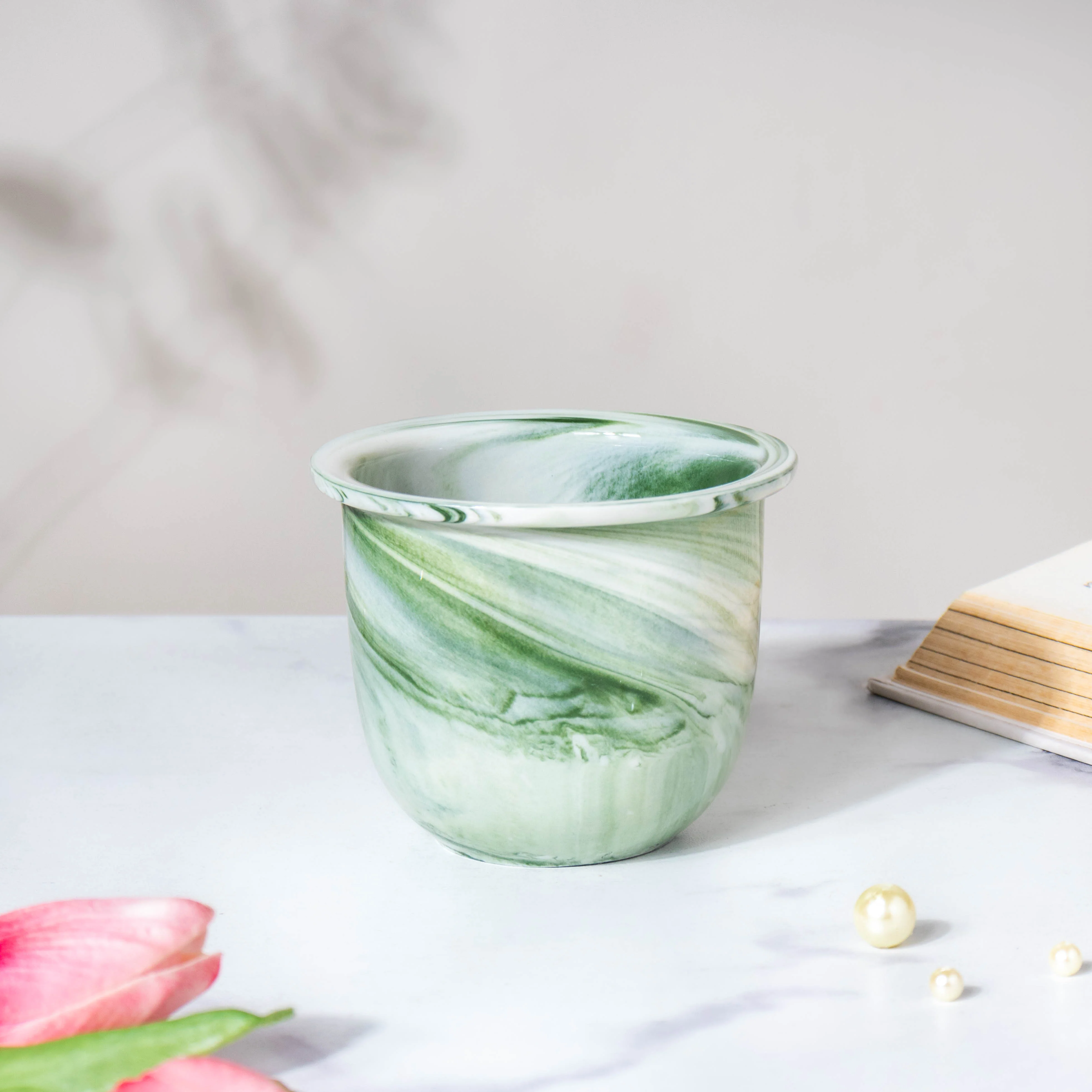Botanica Marble Green Planter with Stand - Image 6