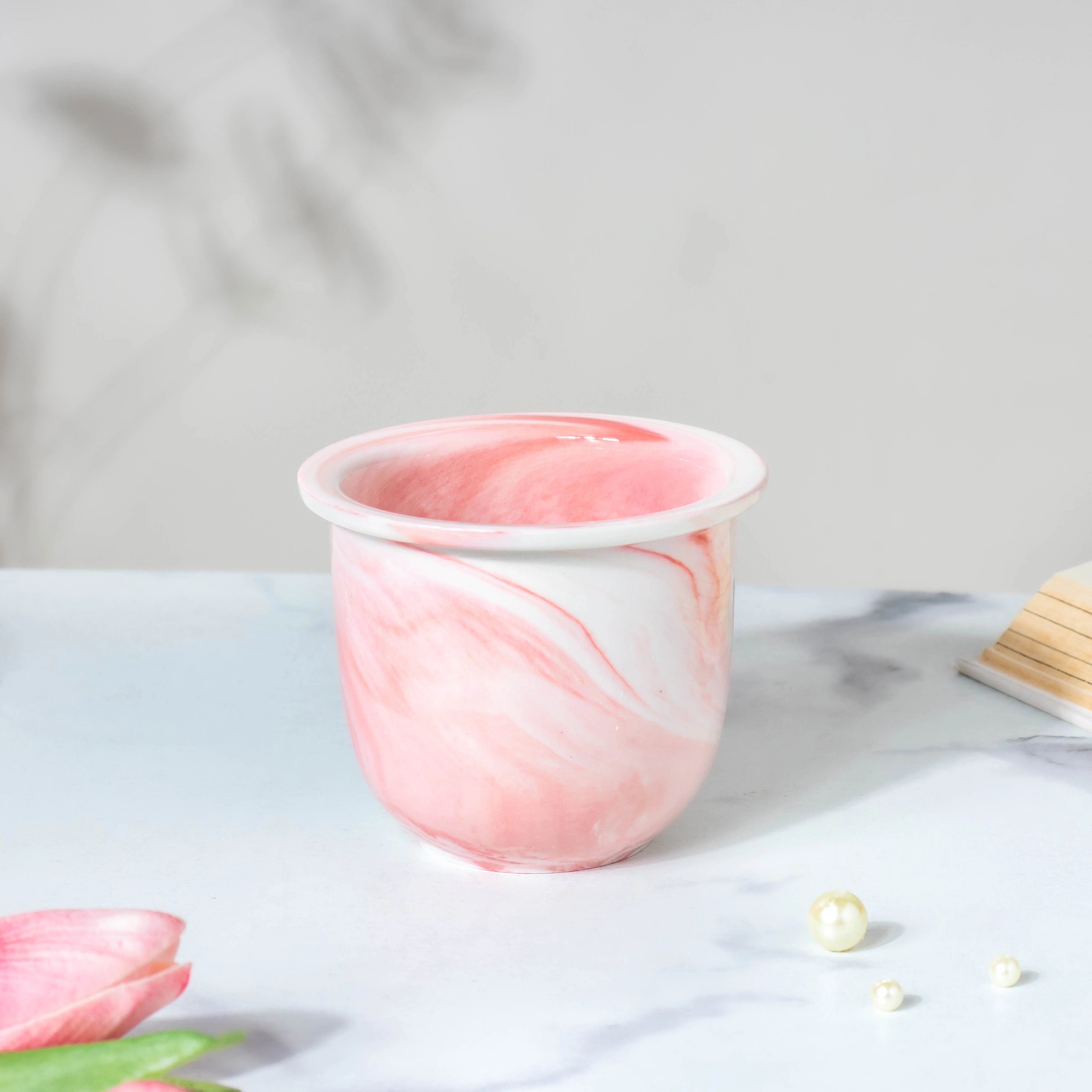 Botanica Marble Pink Planter with Stand - Image 8