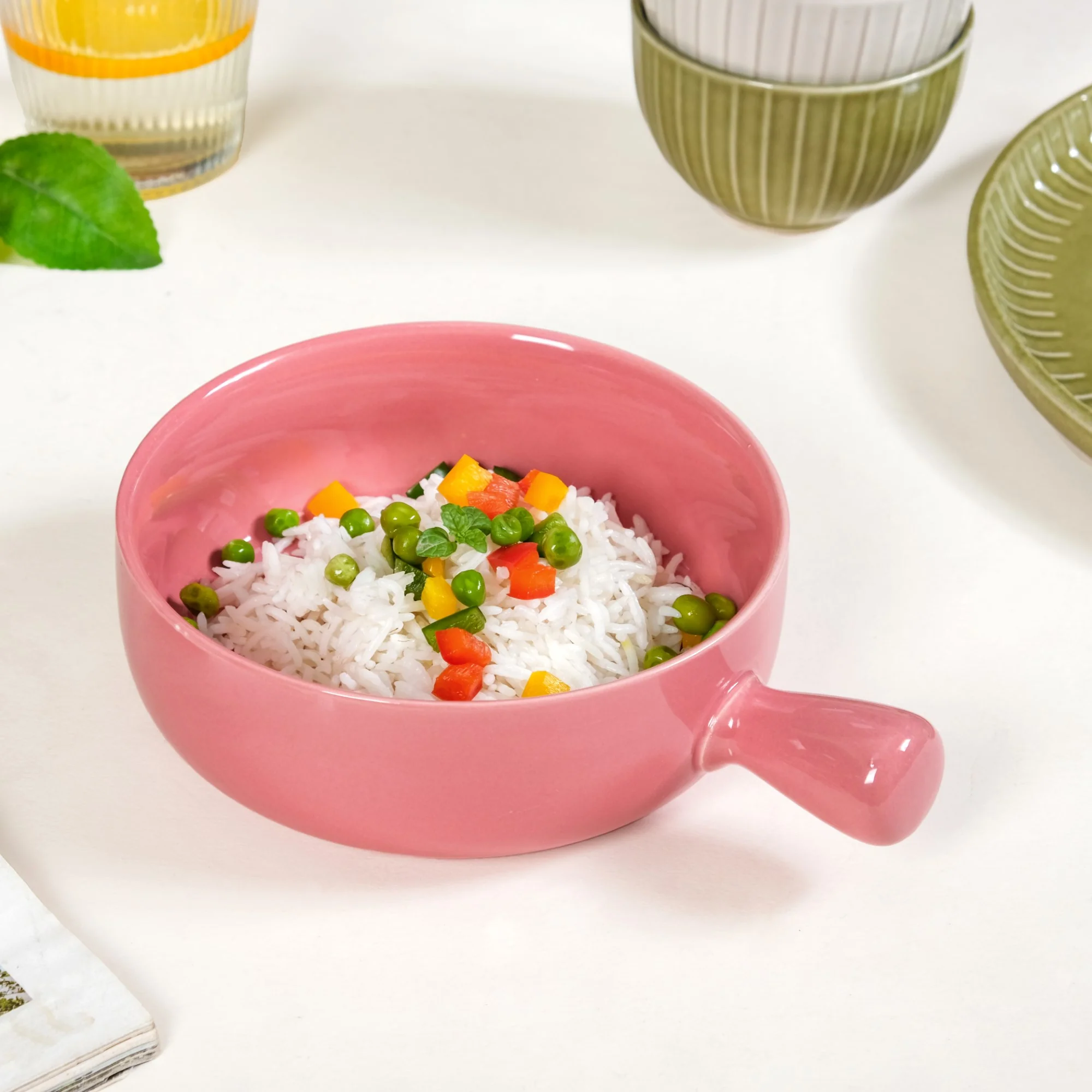 Bowl With Handle Pink 700ml