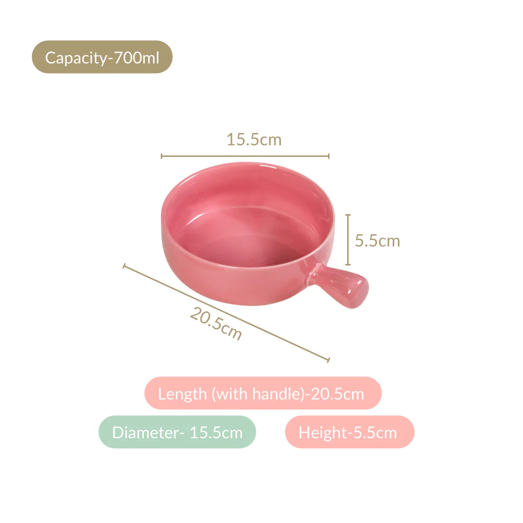 Bowl With Handle Pink 700ml - Image 4