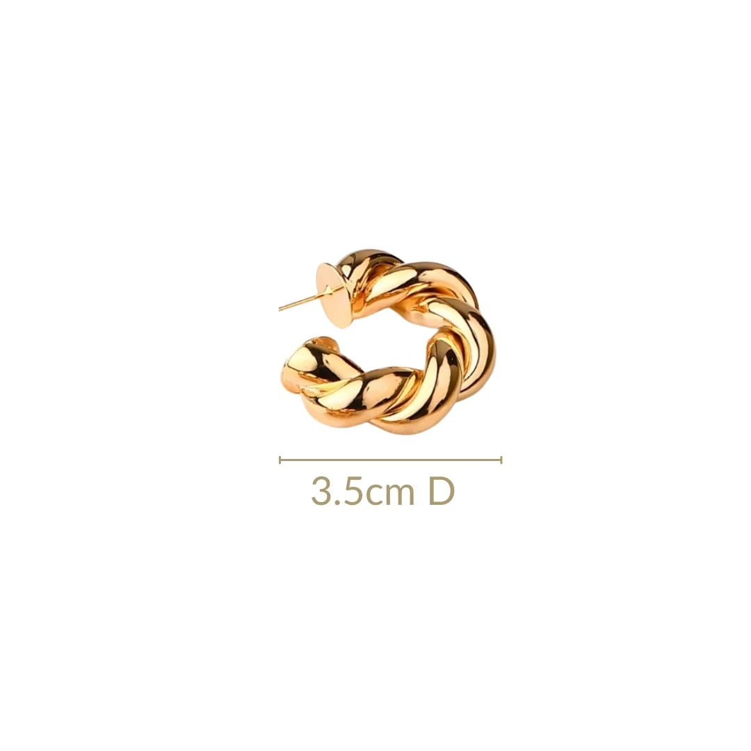 Braided In Gold Chunky Hoop Earrings - Image 4