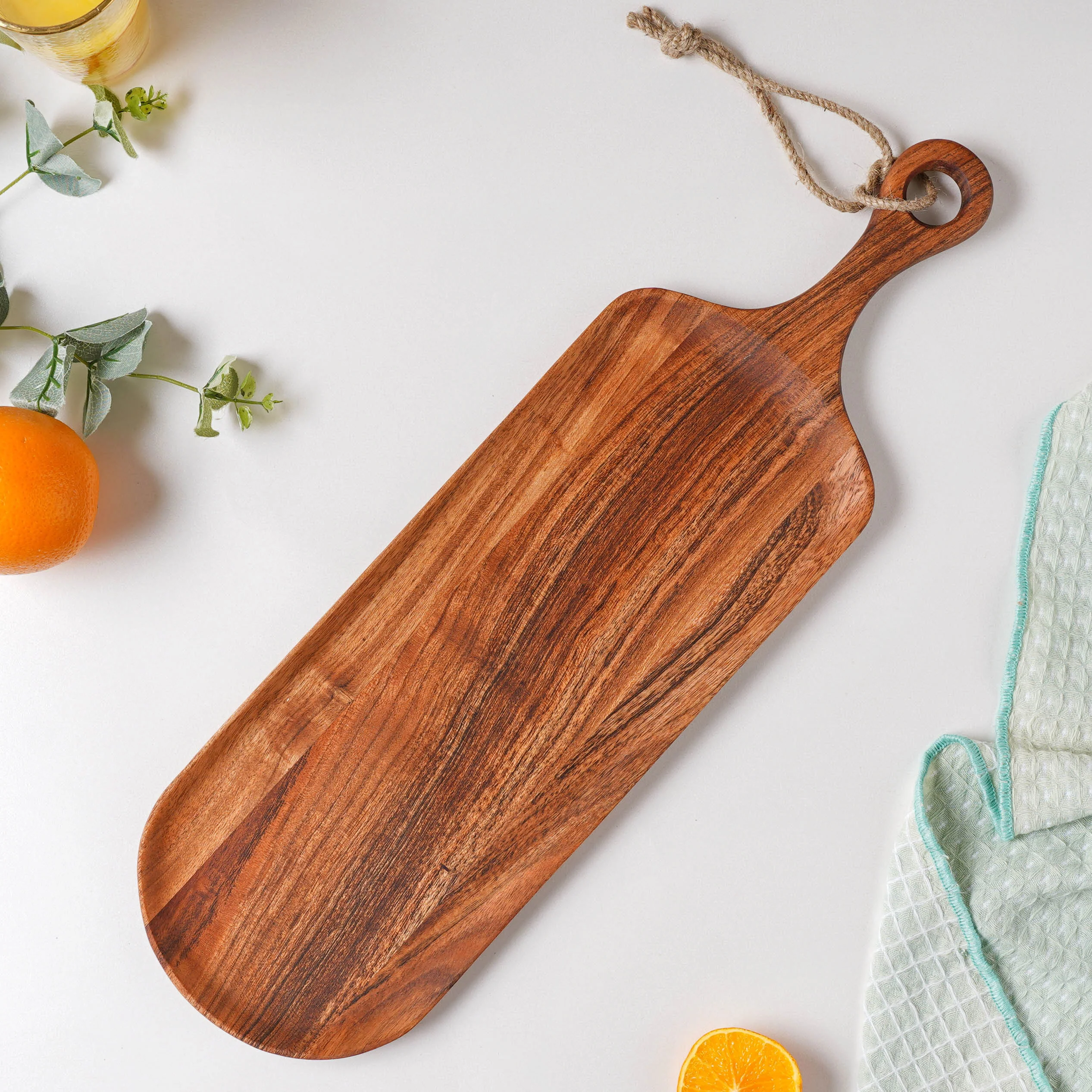 Bread Board Long Wooden With Handle 19 Inch - Image 2