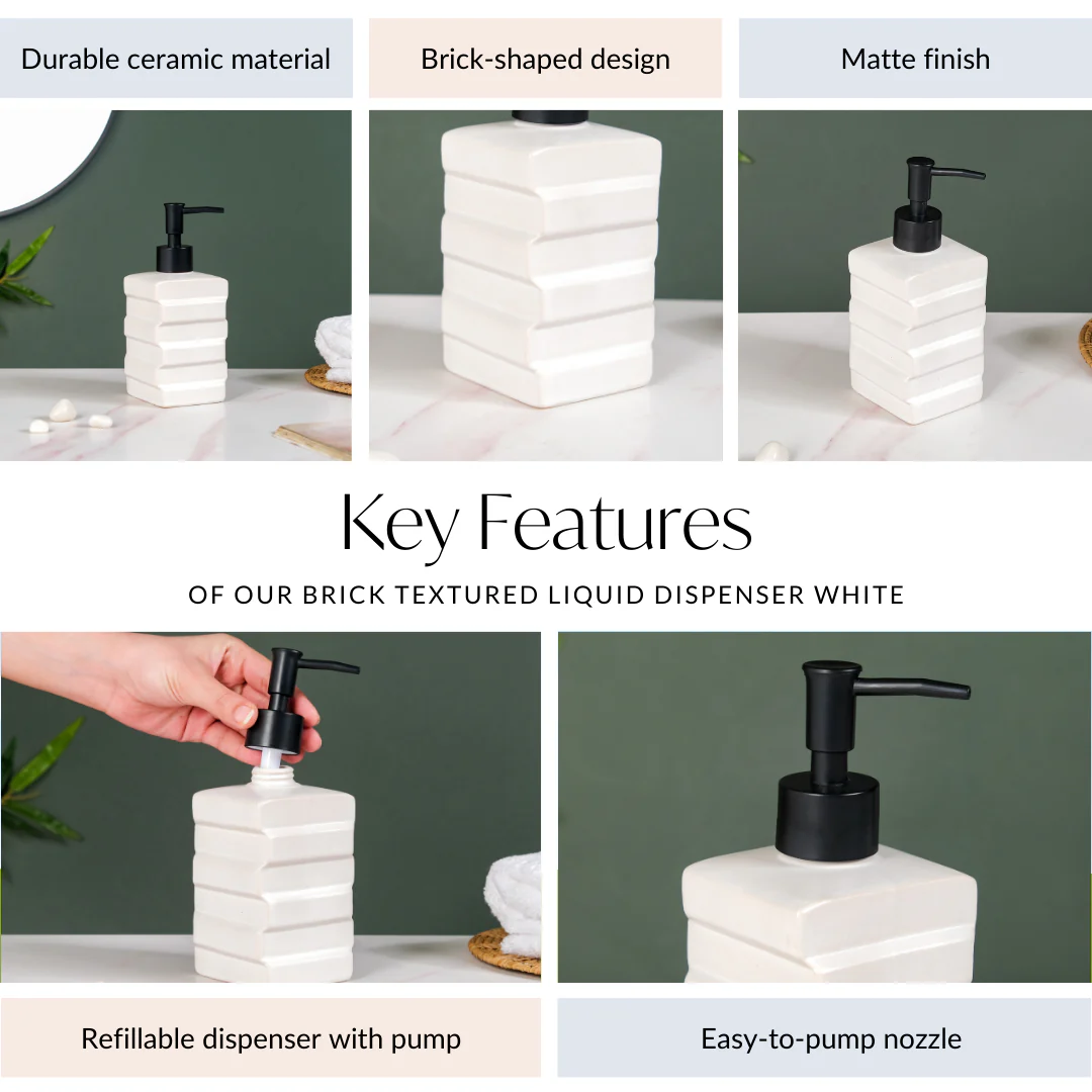 Brick Textured Liquid Dispenser White 450ml - Image 5