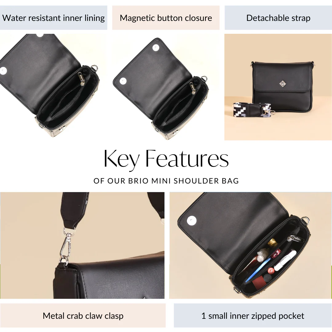 Brio Sassy Sleek Shoulder Bag Black - Image 5