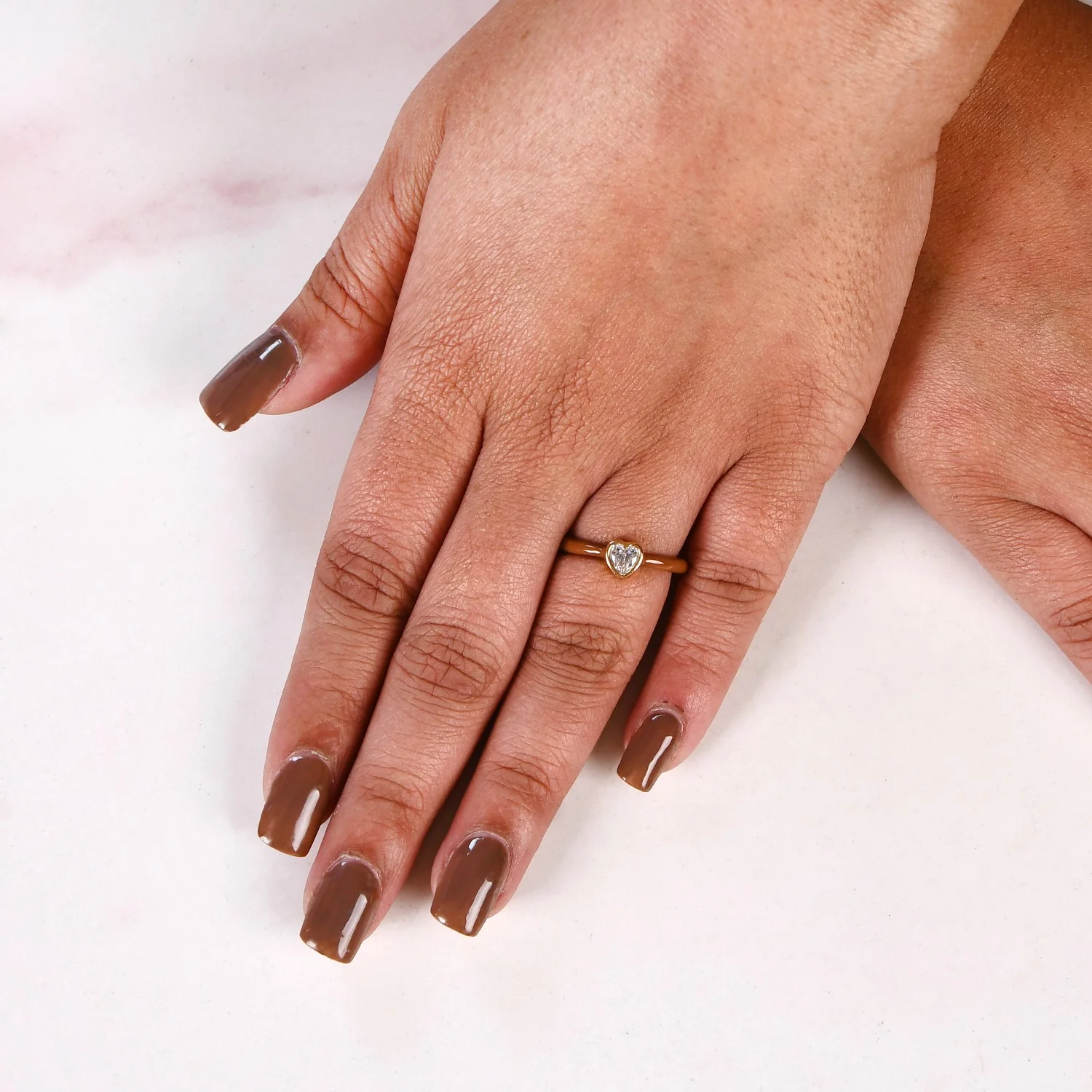 Brown And Gold Heart Ring - Image 2