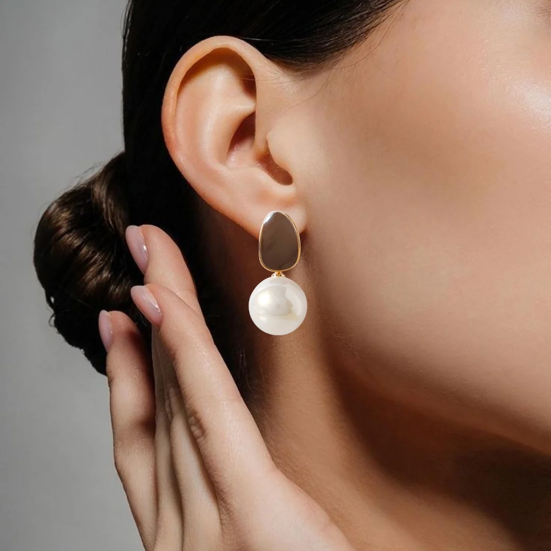 Brown And White Pearl Earrings - Image 2