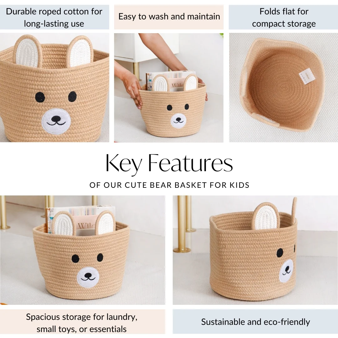 Brown Bear Basket For Kids Room 19cm - Image 5
