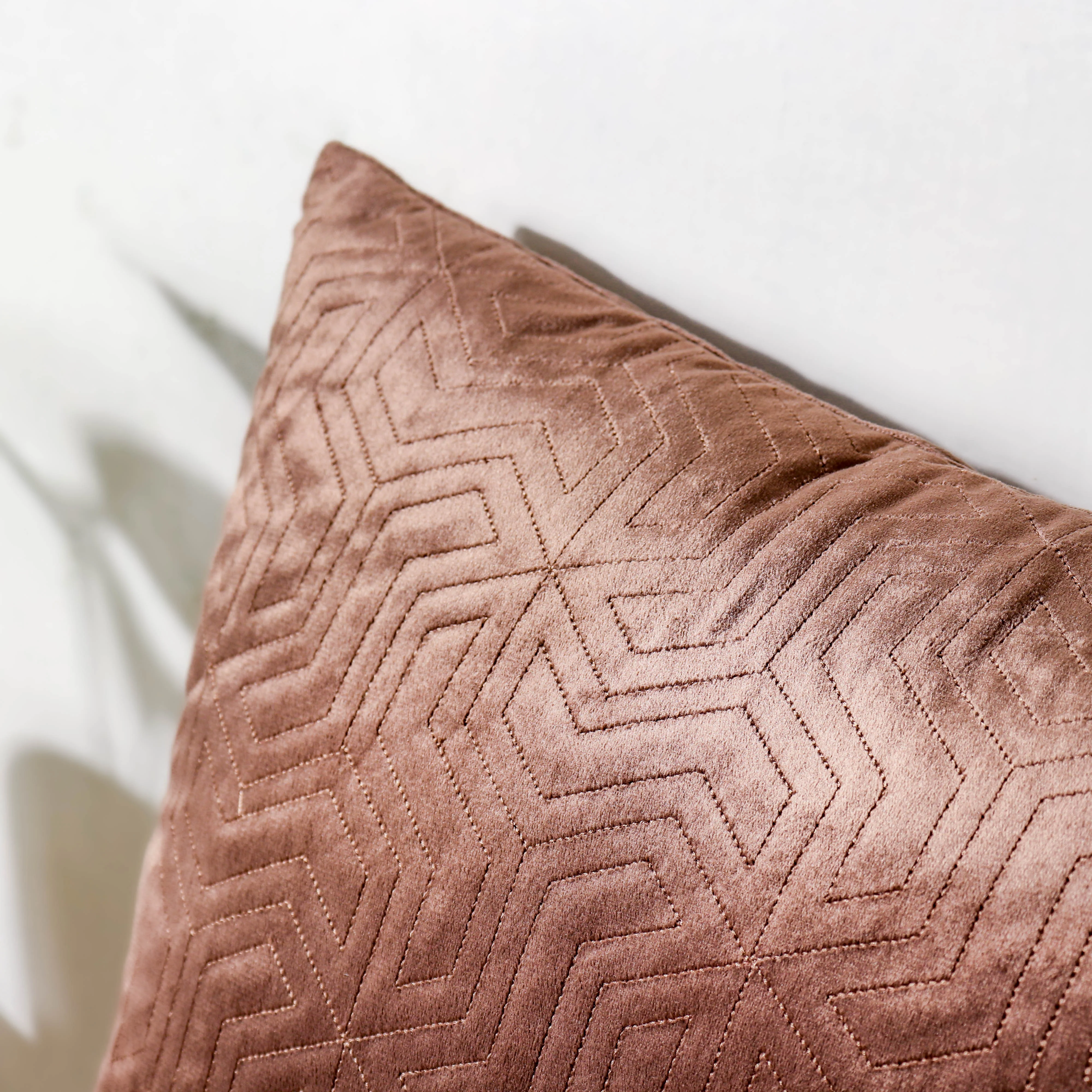 Brown Quilted Velvet Cushion Cover 16 inch - Image 4