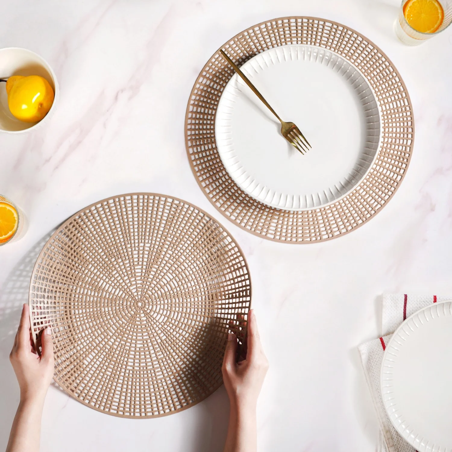 Brown Web Style Placemats Set Of 6 - Image 2