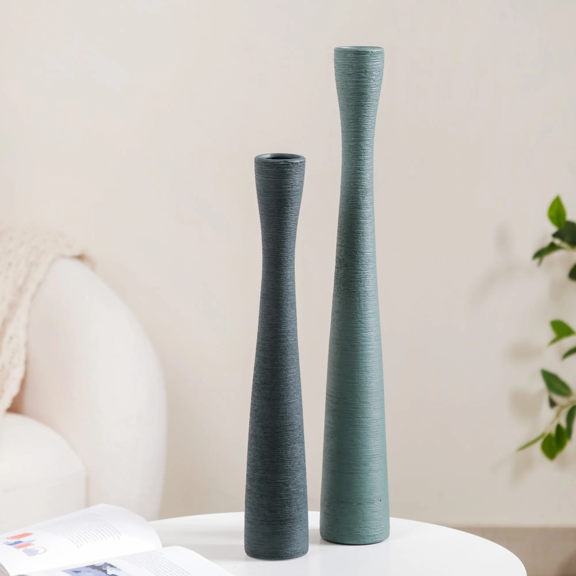 Brush Texture Ceramic Tall Thin Vase - Image 13