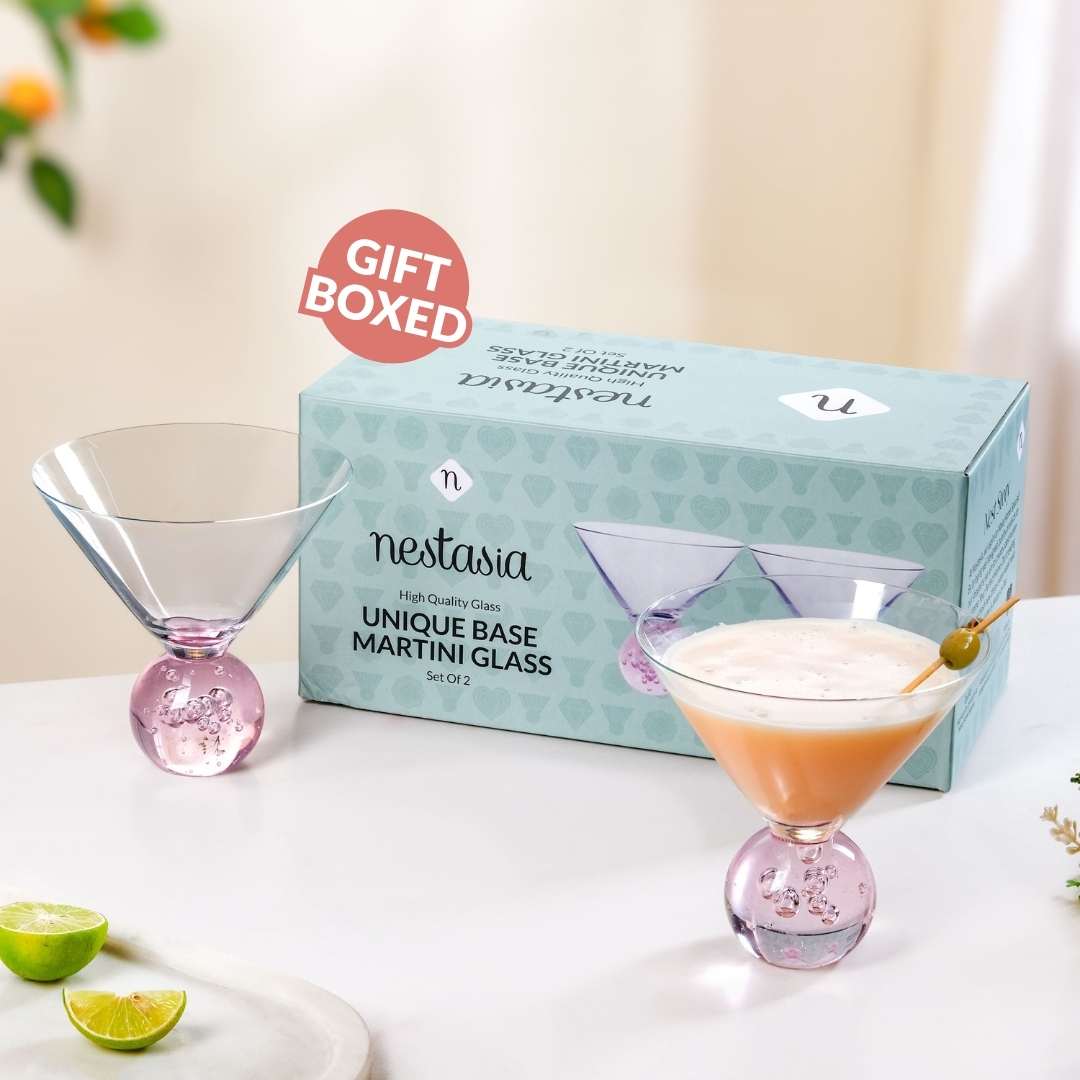 Bubble Base Martini Glass Set Of 2 220ml Pink - Image 7