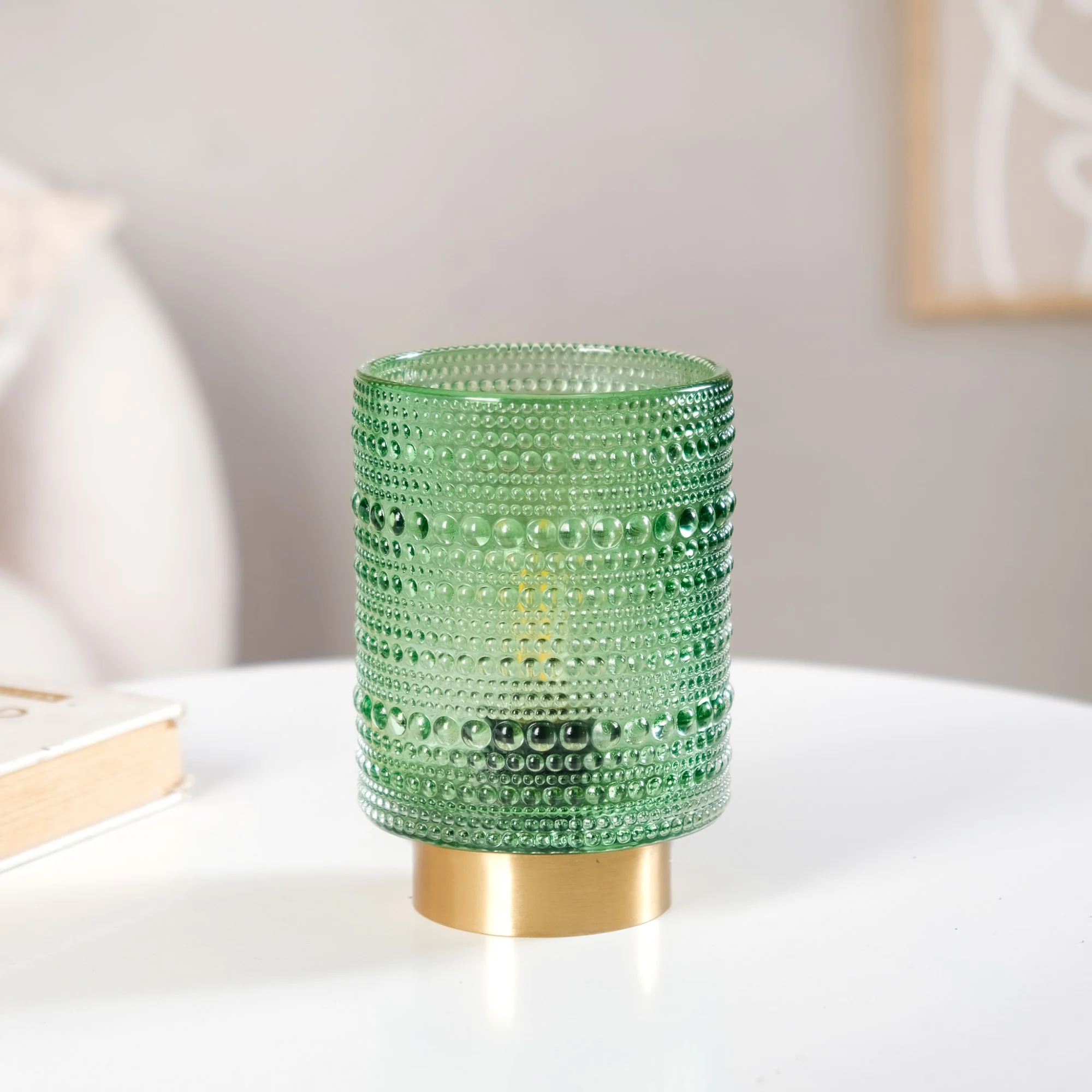 Bubble Green Glass Table Lamp With LED Bulb - Image 2
