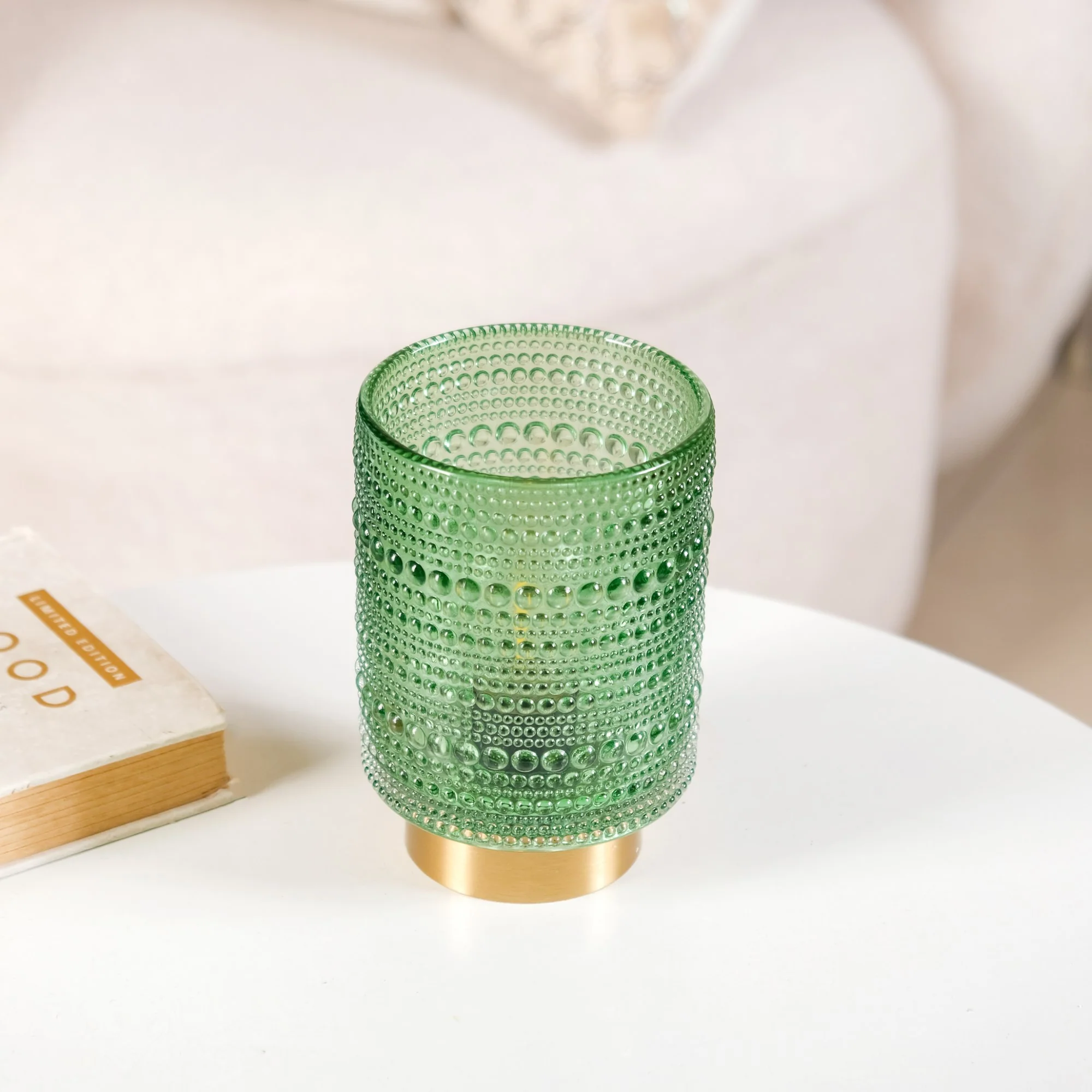 Bubble Green Glass Table Lamp With LED Bulb - Image 7
