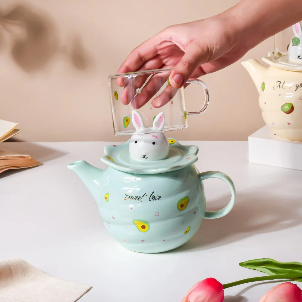 Bunny Tea Cup And Kettle Mint Green - Image 5