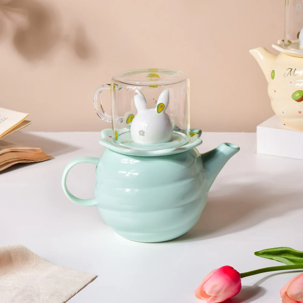 Bunny Tea Cup And Kettle Mint Green - Image 9