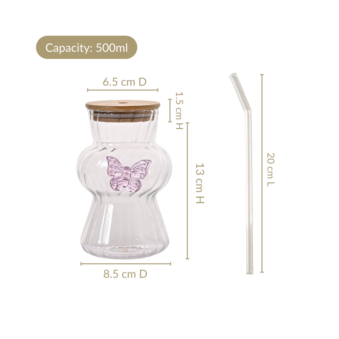 Butterfly Beverage Tumbler Set Of 2 With Straw 500ml - Image 5