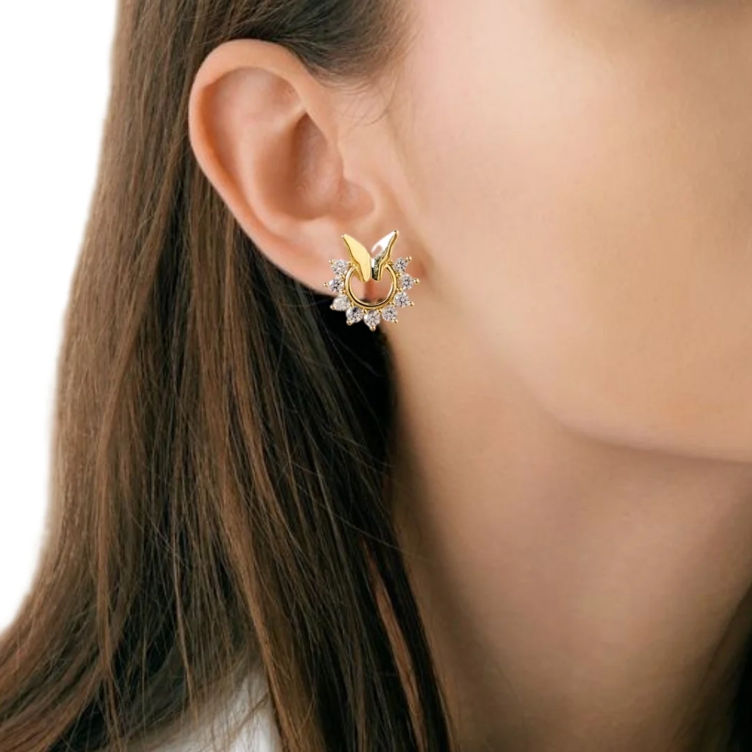 Butterfly Moon Shine Gold Studs Set Of 3 - Image 5