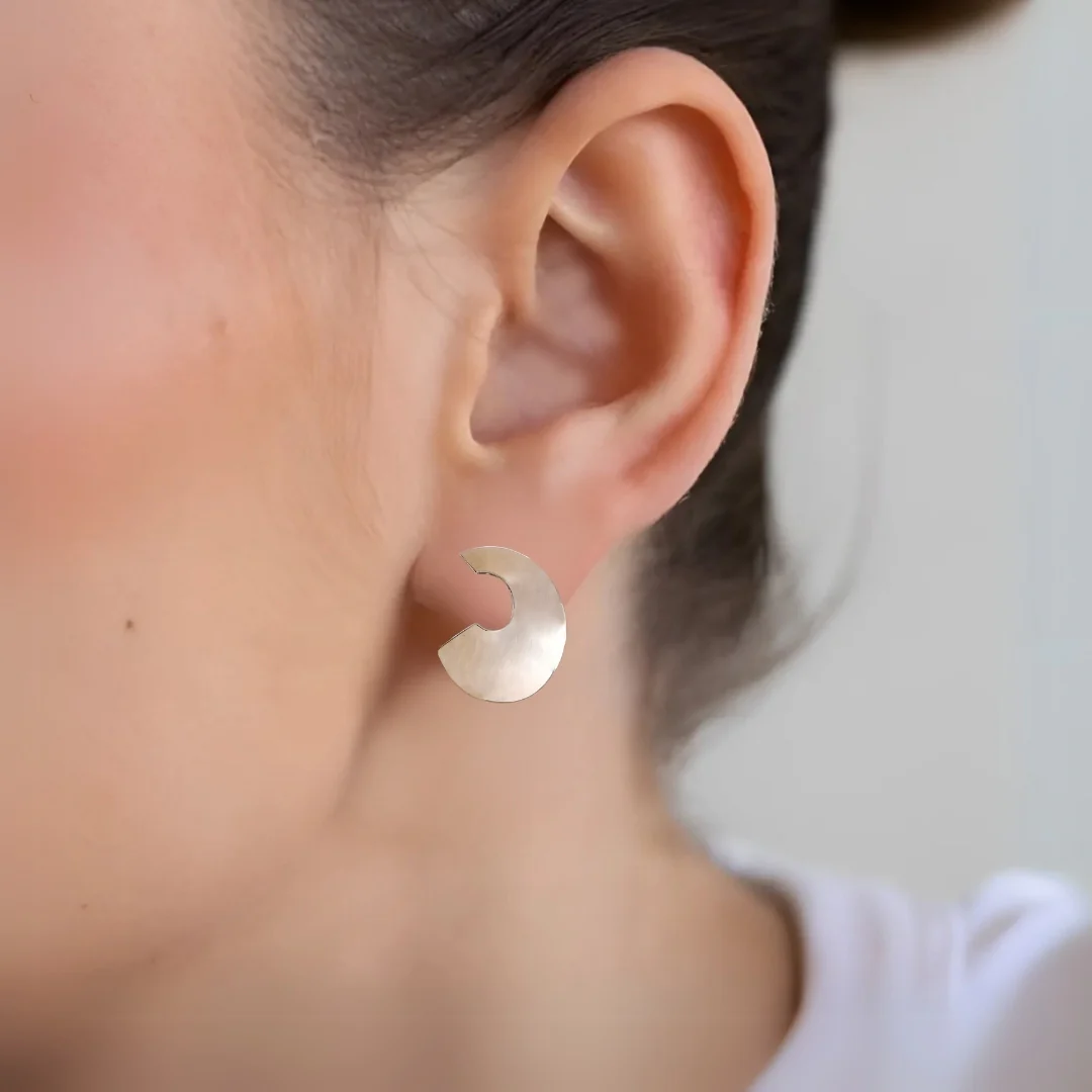 C Spiral Silver Drop Earrings - Image 5