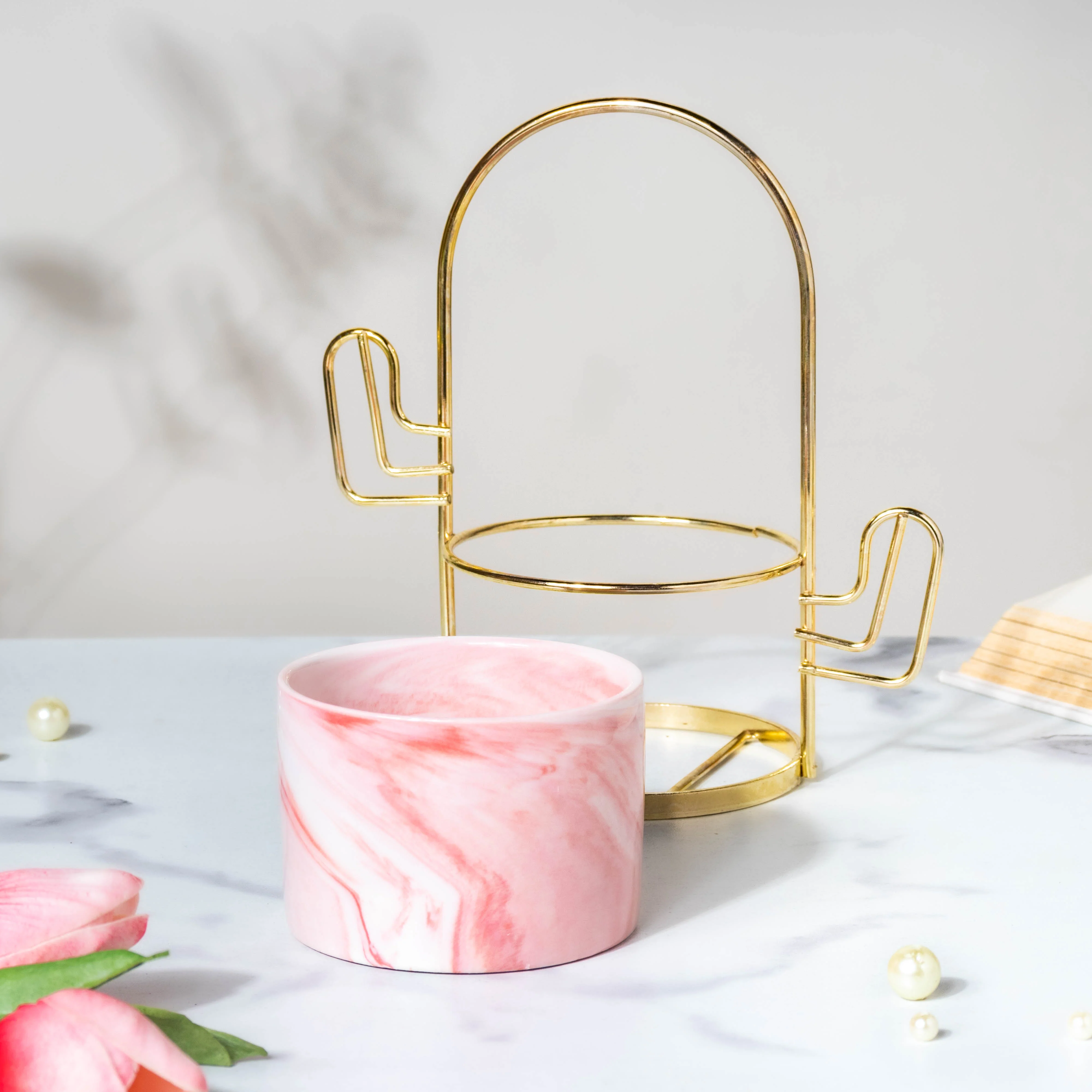 Cacti Frame Marble Ceramic Planter Pink - Image 5
