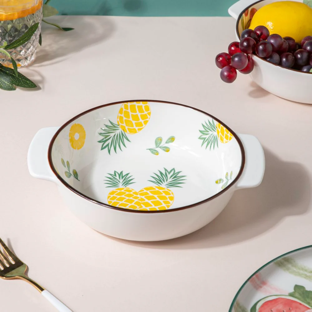 Pineapple Baking Bowl With Handles 7.5 Inch 500 ml