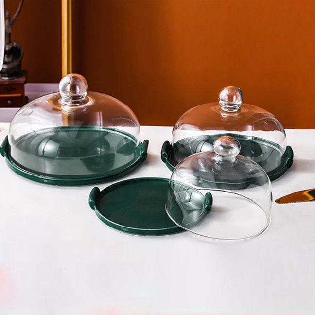 Cake Plate With Cover Green 8.5 Inch - Image 10
