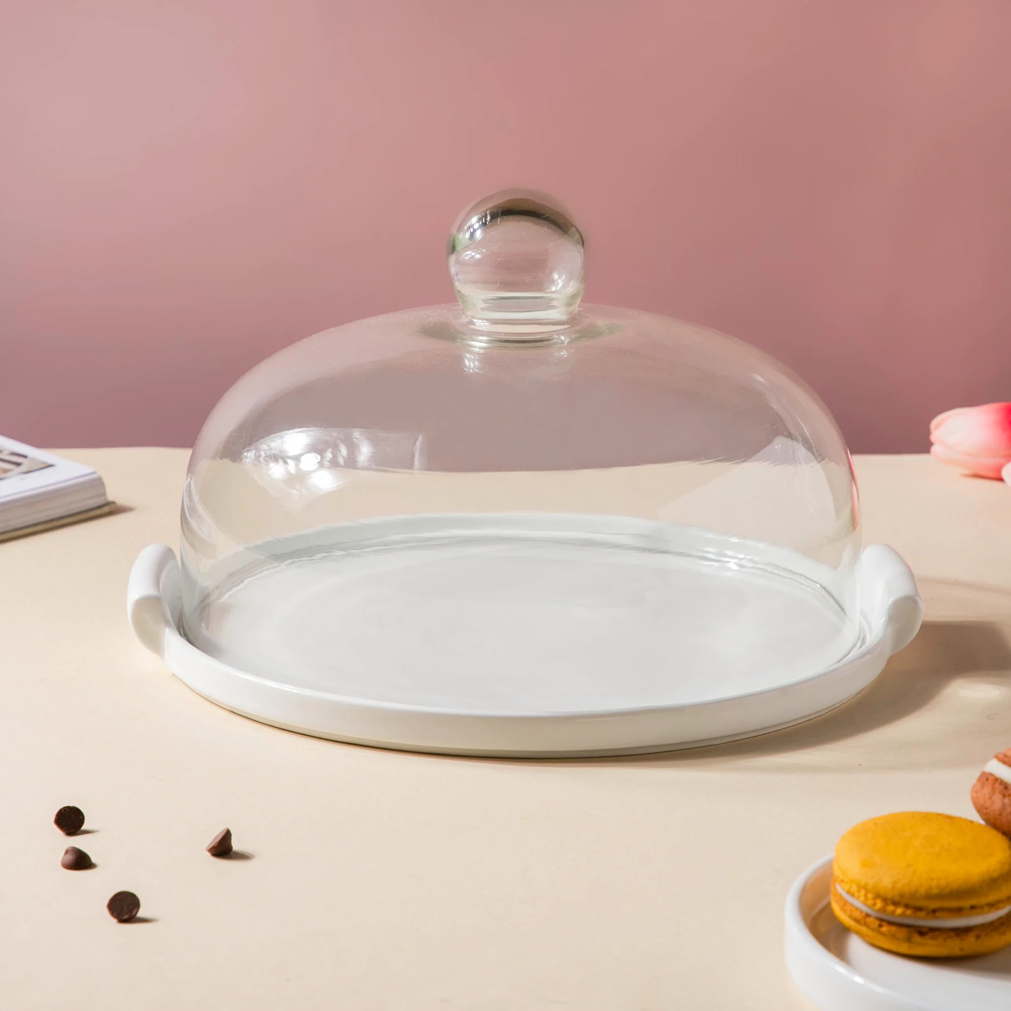 Cake Plate With Cover White 10 Inch - Image 3