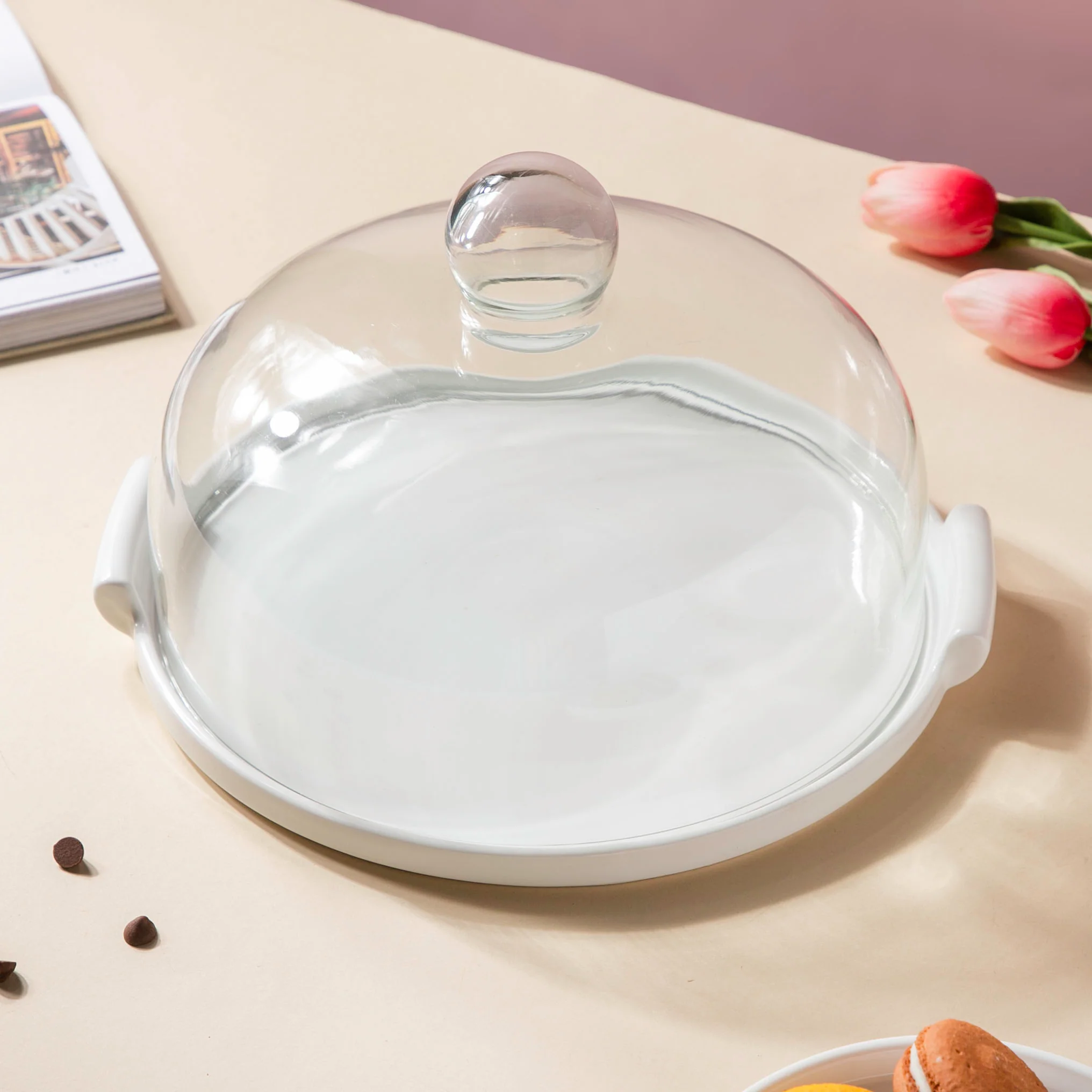 Cake Plate With Cover White 10 Inch - Image 5