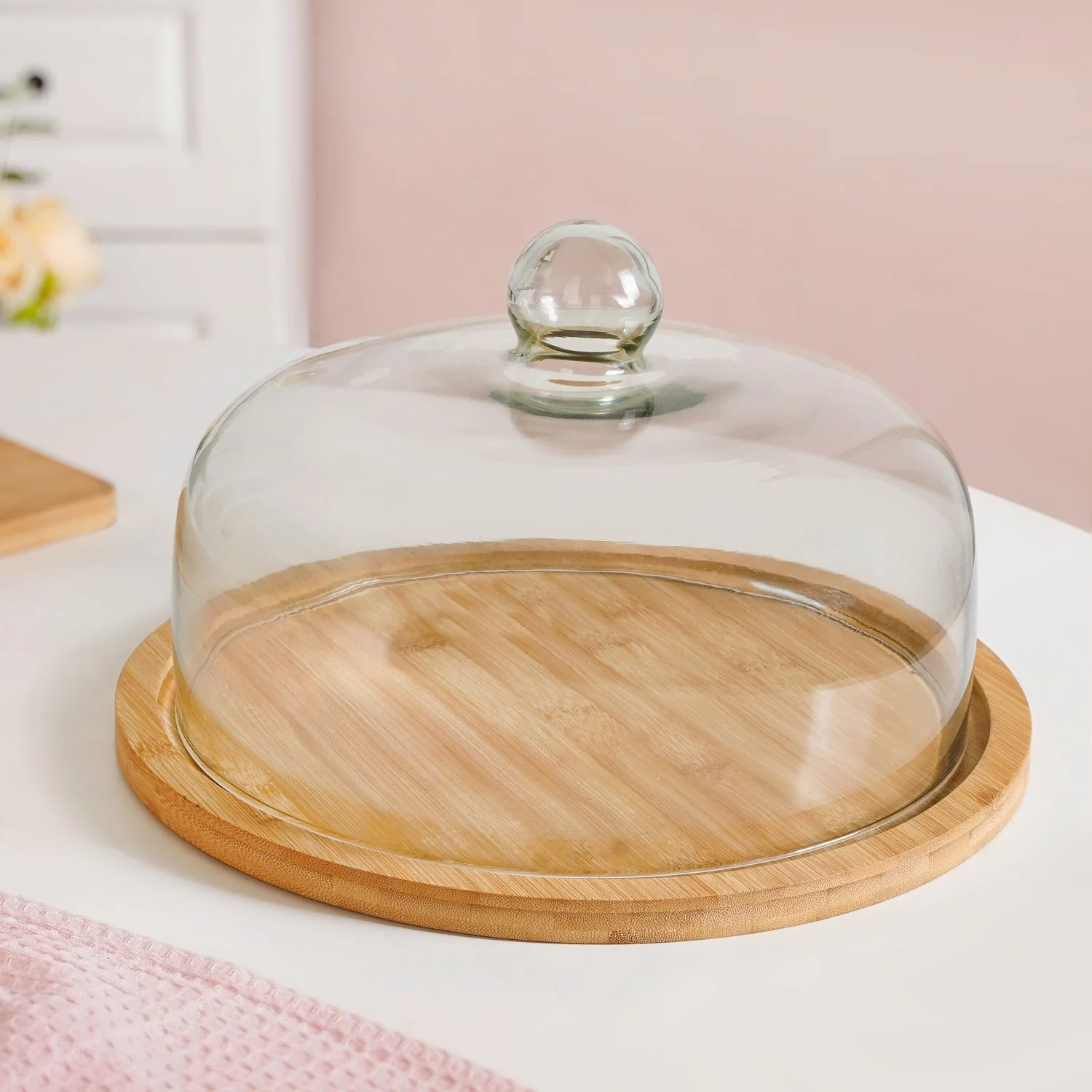 Cake Stand With Glass Cloche 11 Inch - Image 2