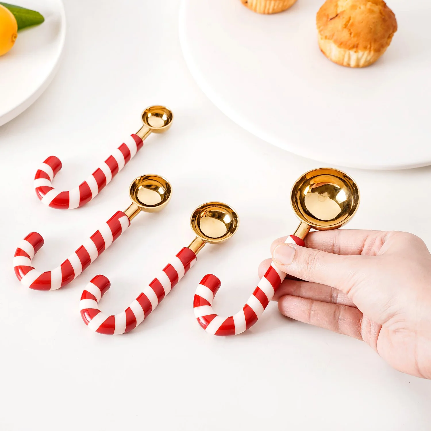 Candy Cane Measuring Spoon Set Of 4 Red White - Image 2