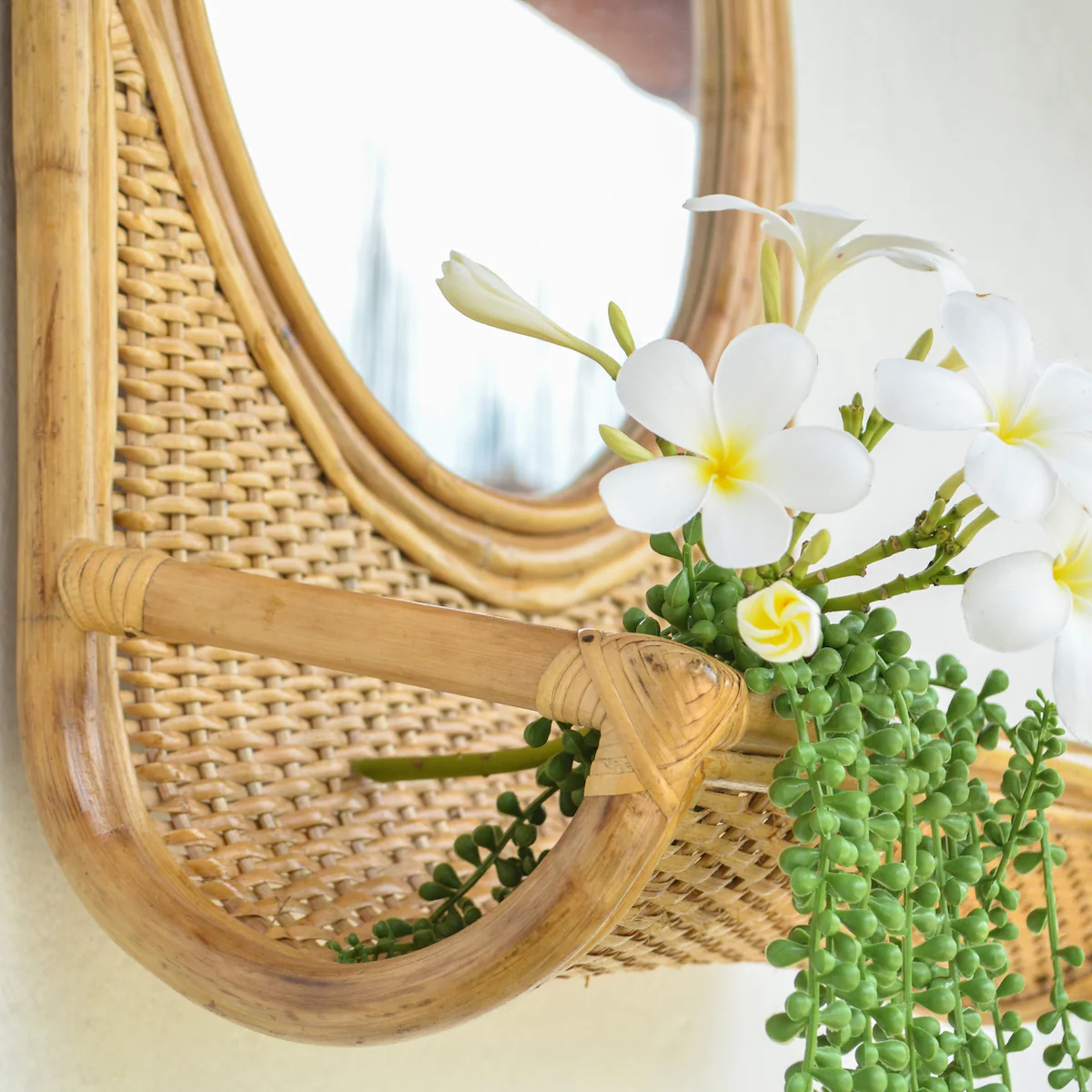 Cane Mirror with Shelf - Image 5