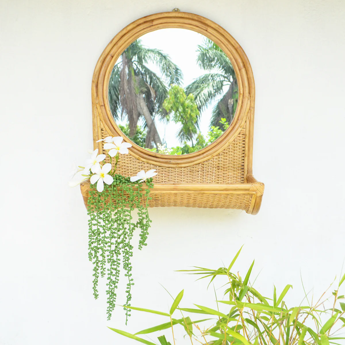 Cane Mirror with Shelf - Image 6
