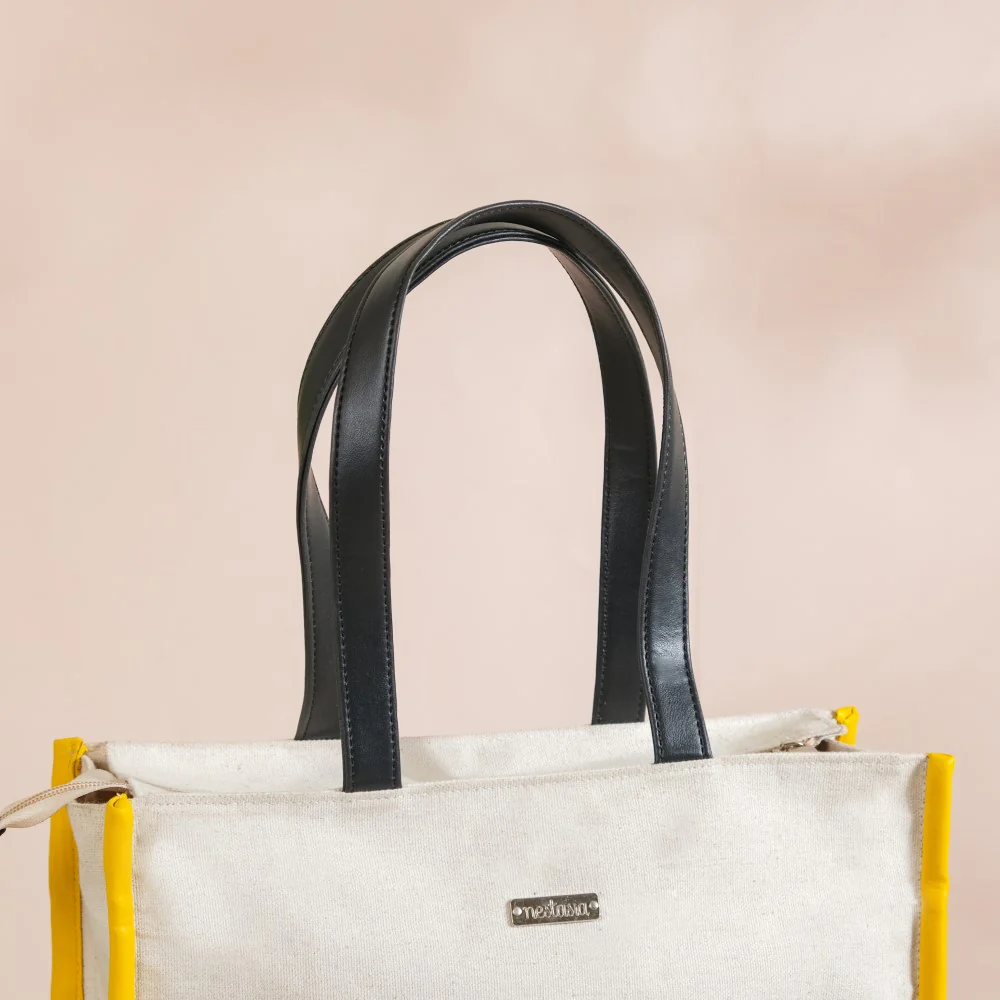 Canvas Cotton Tote Bag Yellow Small 12 x 10 Inch - Image 9