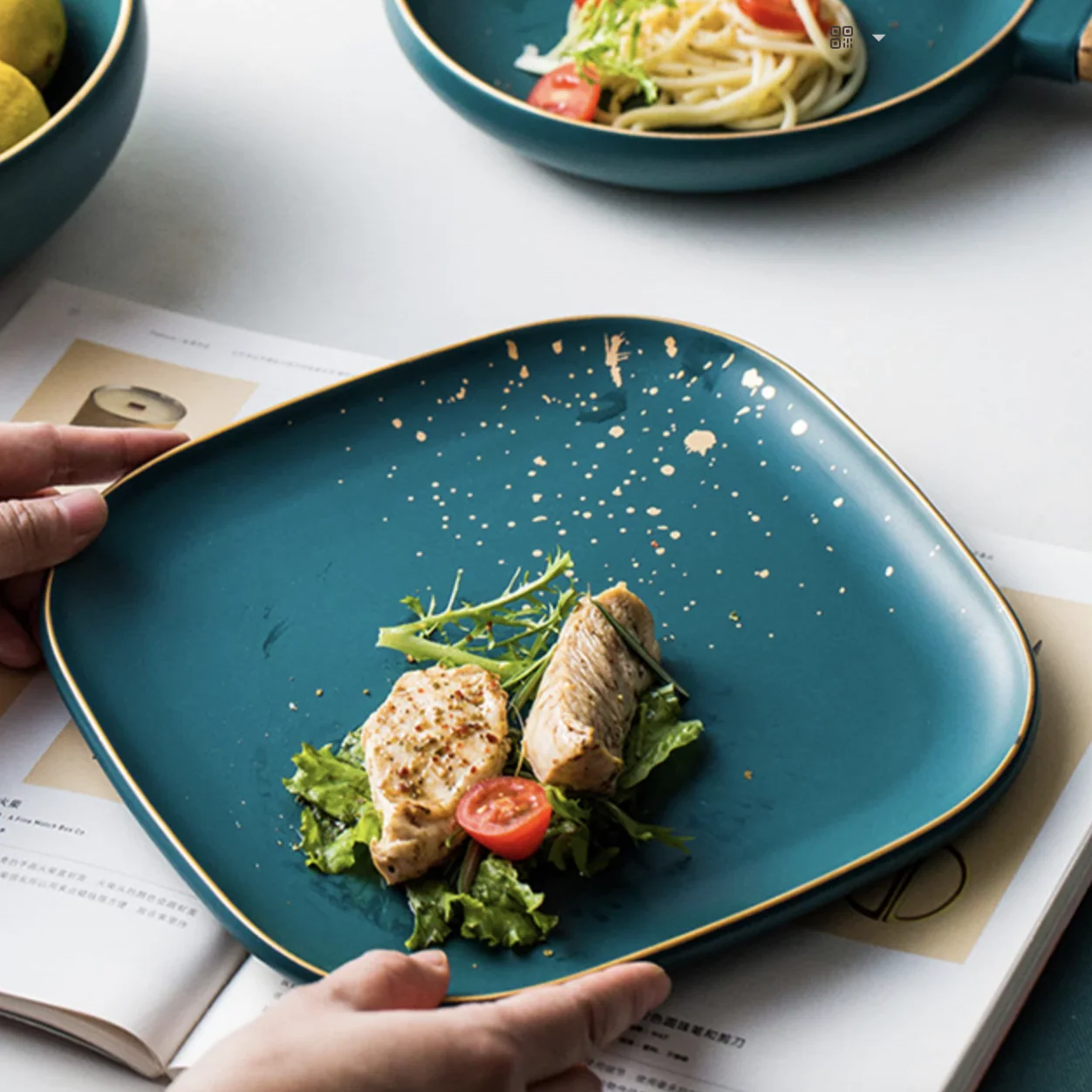 CARA square dinner plate - midnight green - Image 6