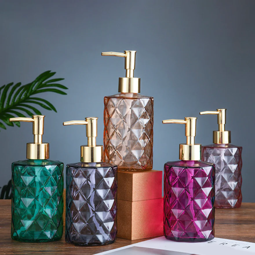 Caramel Amber Textured Glass Dispenser with Nozzle - Image 9