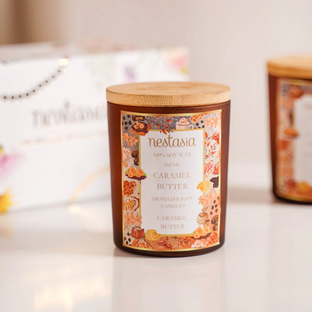 Caramel Scented Candle Jar With Lid Gift Set Of 2 - Image 4