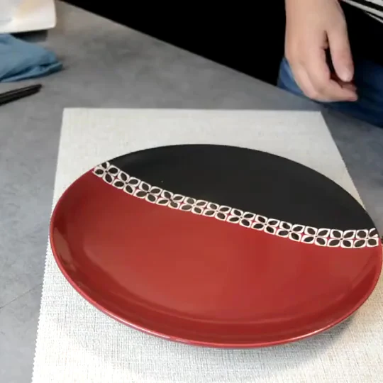 Carmine Red and Black Dinner Plate 11 Inch - Image 6