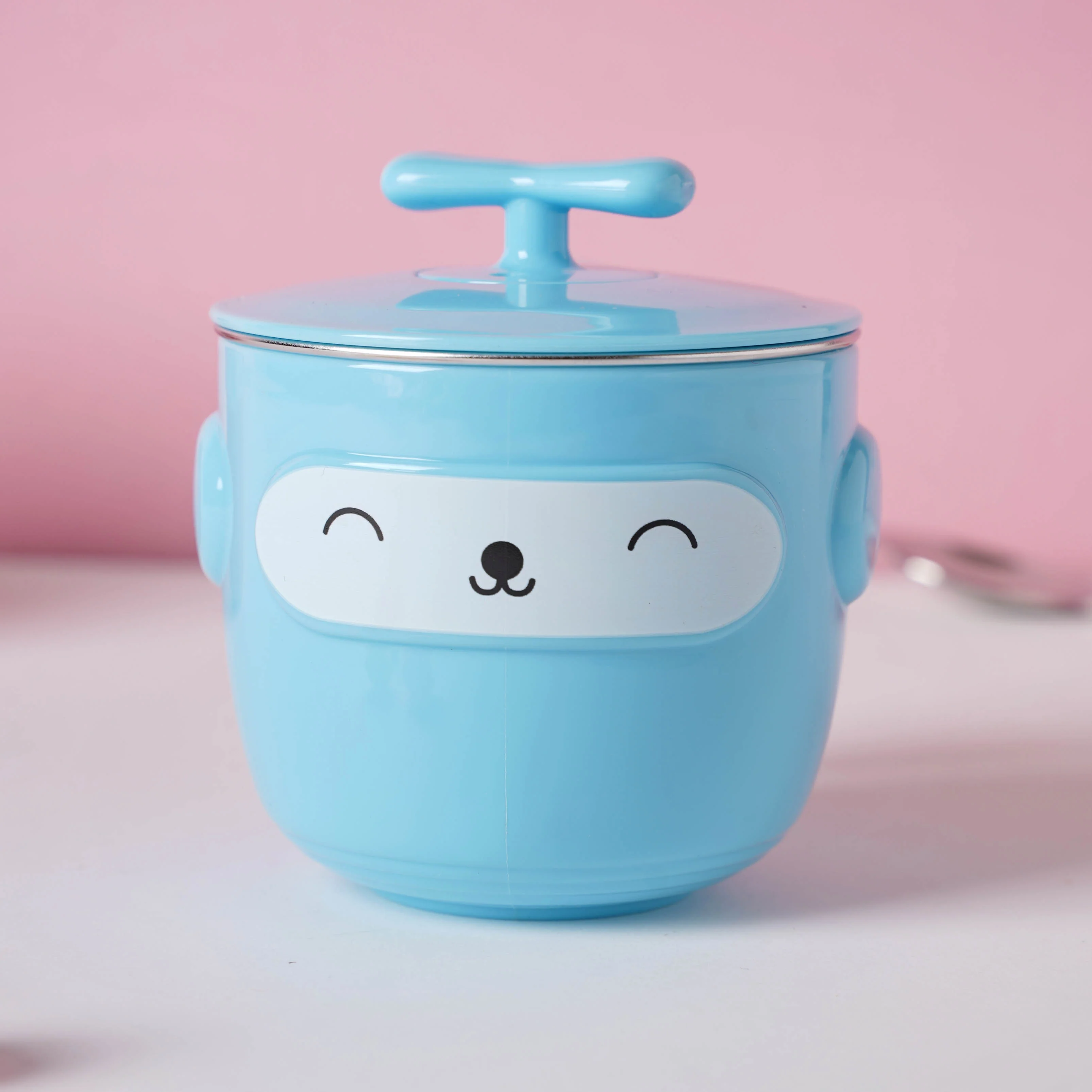Cartoon Double Wall Stainless Steel Baby Bowl Blue 200 ml - Image 4