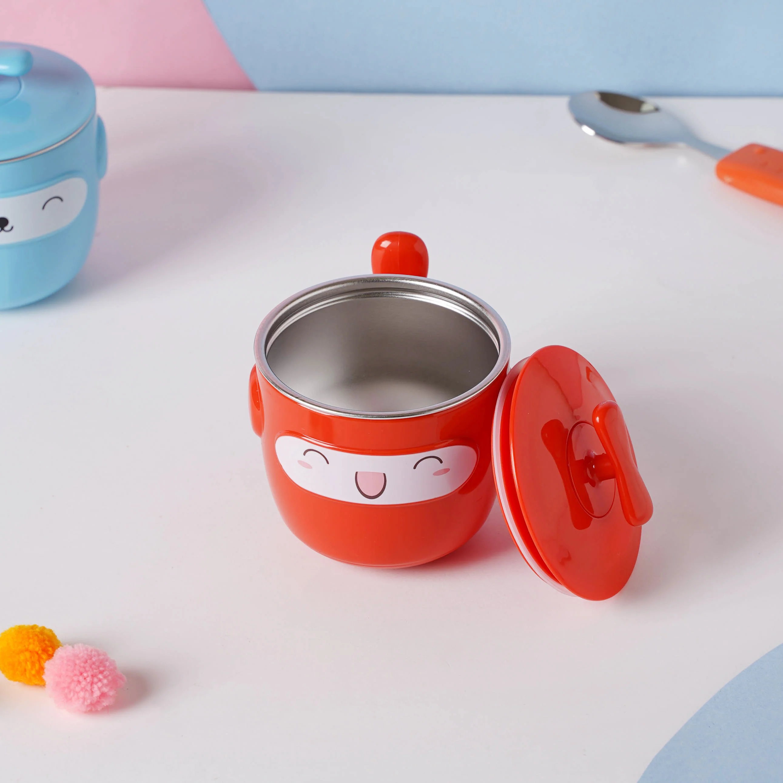 Cartoon Double Wall Stainless Steel Baby Bowl Red 200 ml - Image 10