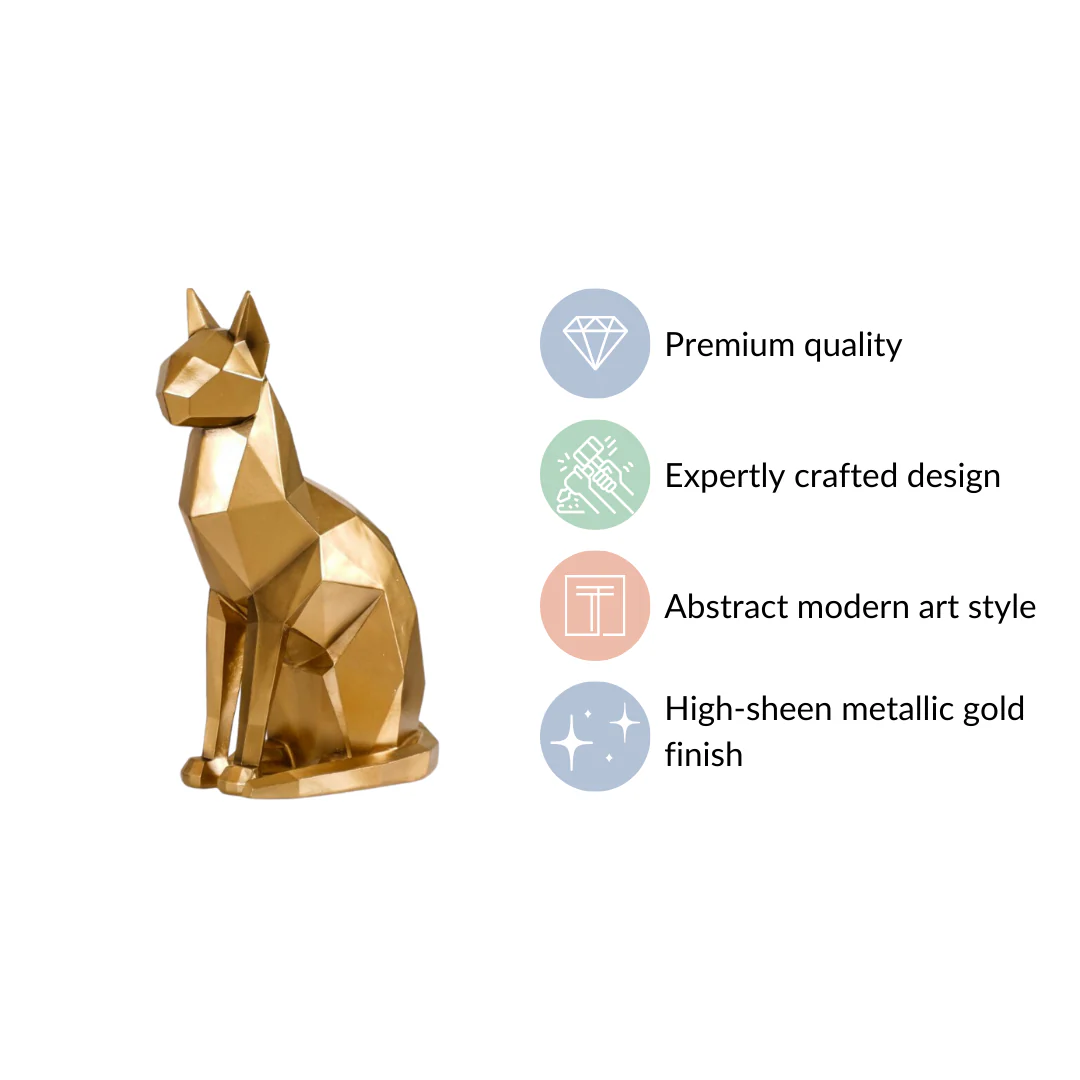 Cat Sculpture Gold For Home Decor - Image 5