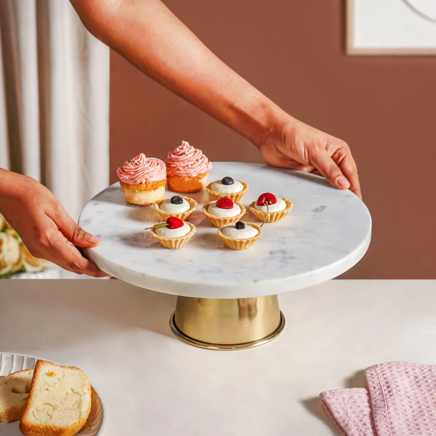 Celestial White Marble Round Cake Stand - Image 2