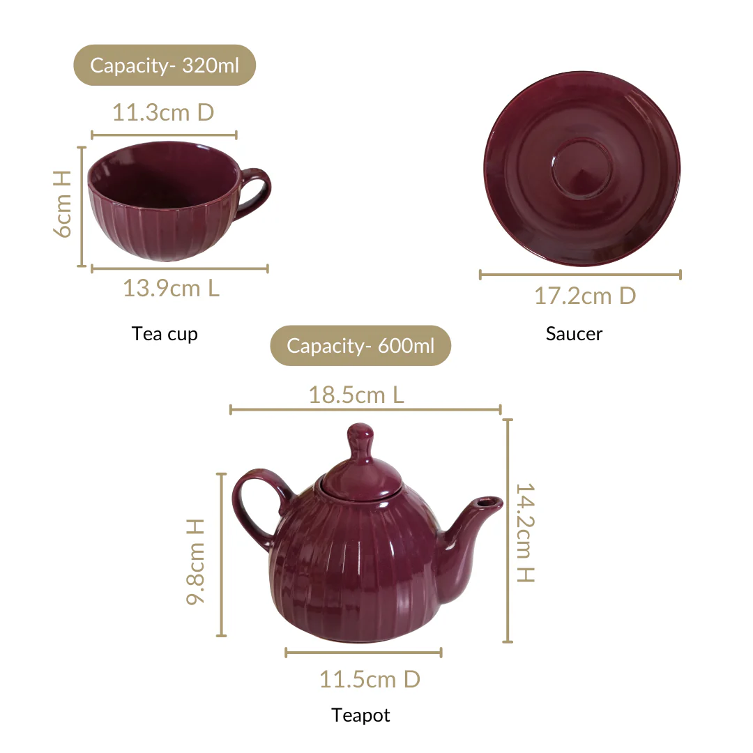 Ceramic Ambrosia One Cup Tea Set Plum - Image 5