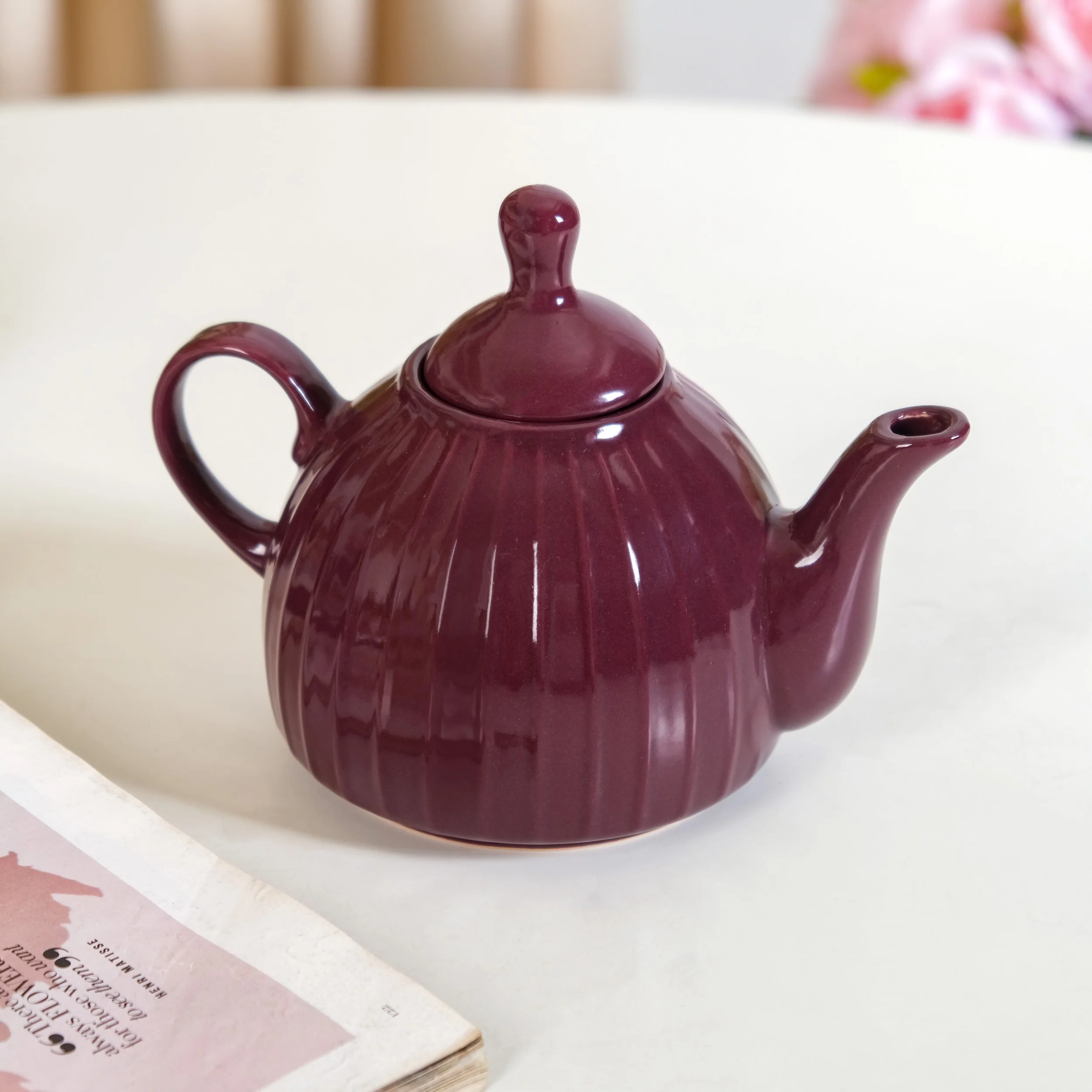 Ceramic Ambrosia One Cup Tea Set Plum - Image 8