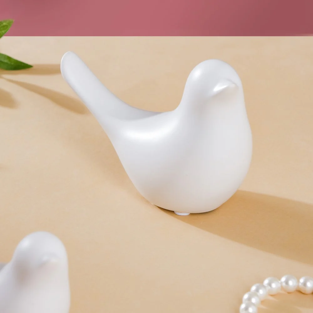 Ceramic Bird Showpiece White Set Of 2 - Image 5