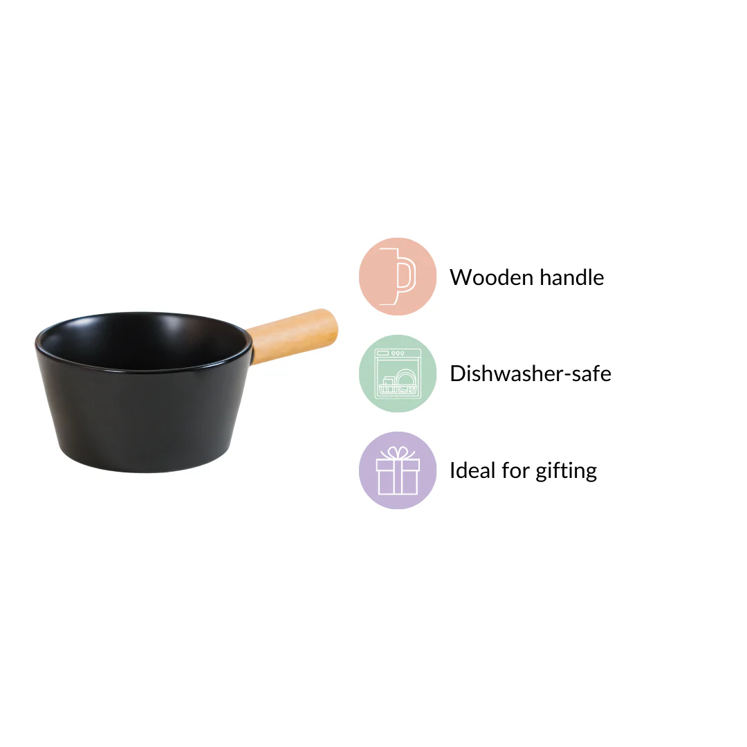Ceramic Bowl With Handle Black 450 ml - Image 6