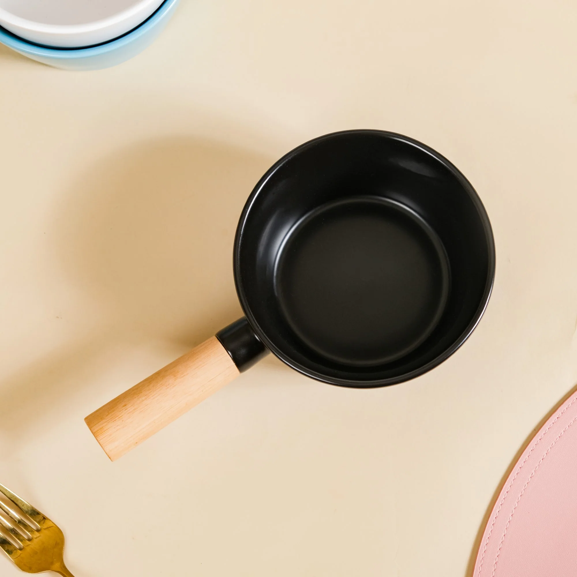 Ceramic Bowl With Handle Black 450 ml - Image 9