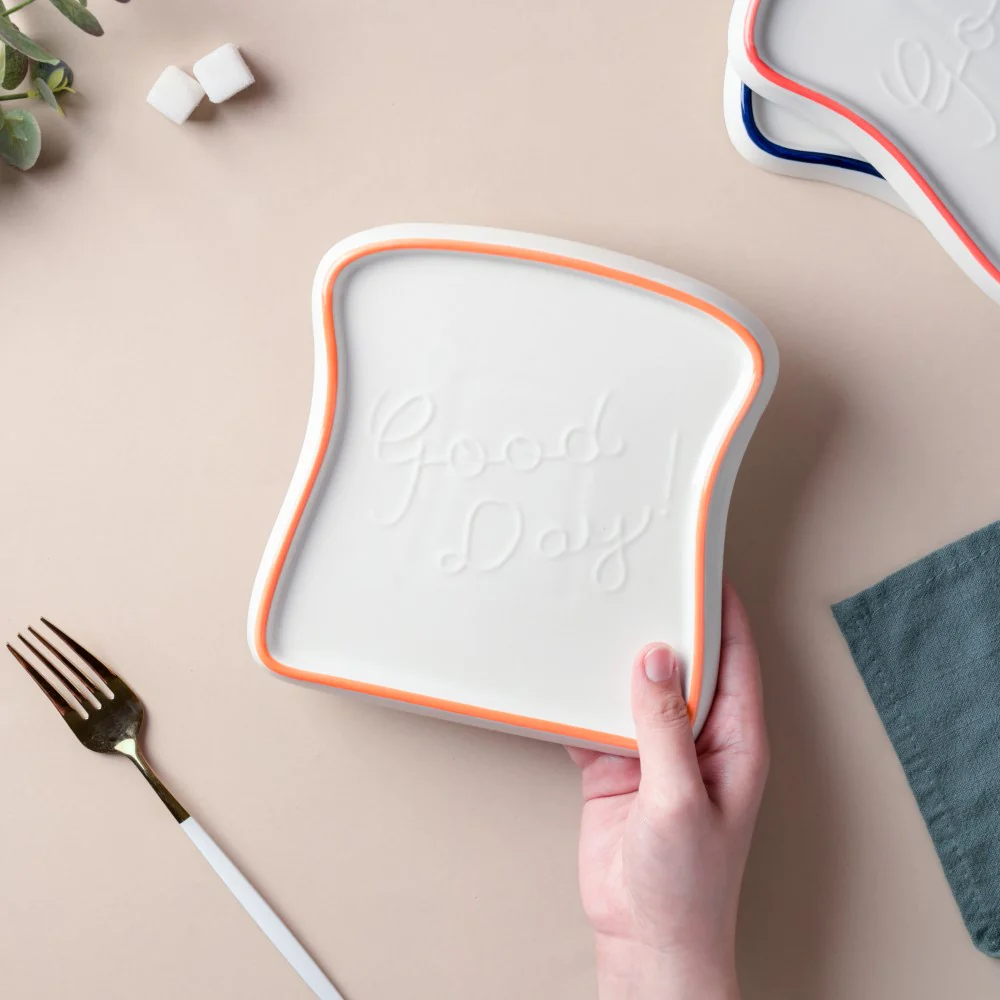 Ceramic Bread Plate Orange Rim - Image 3