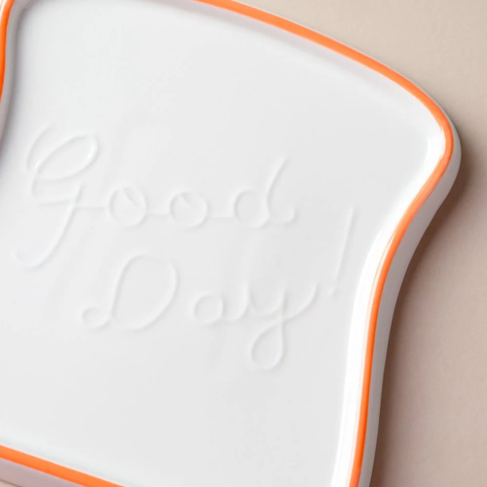 Ceramic Bread Plate Orange Rim - Image 4